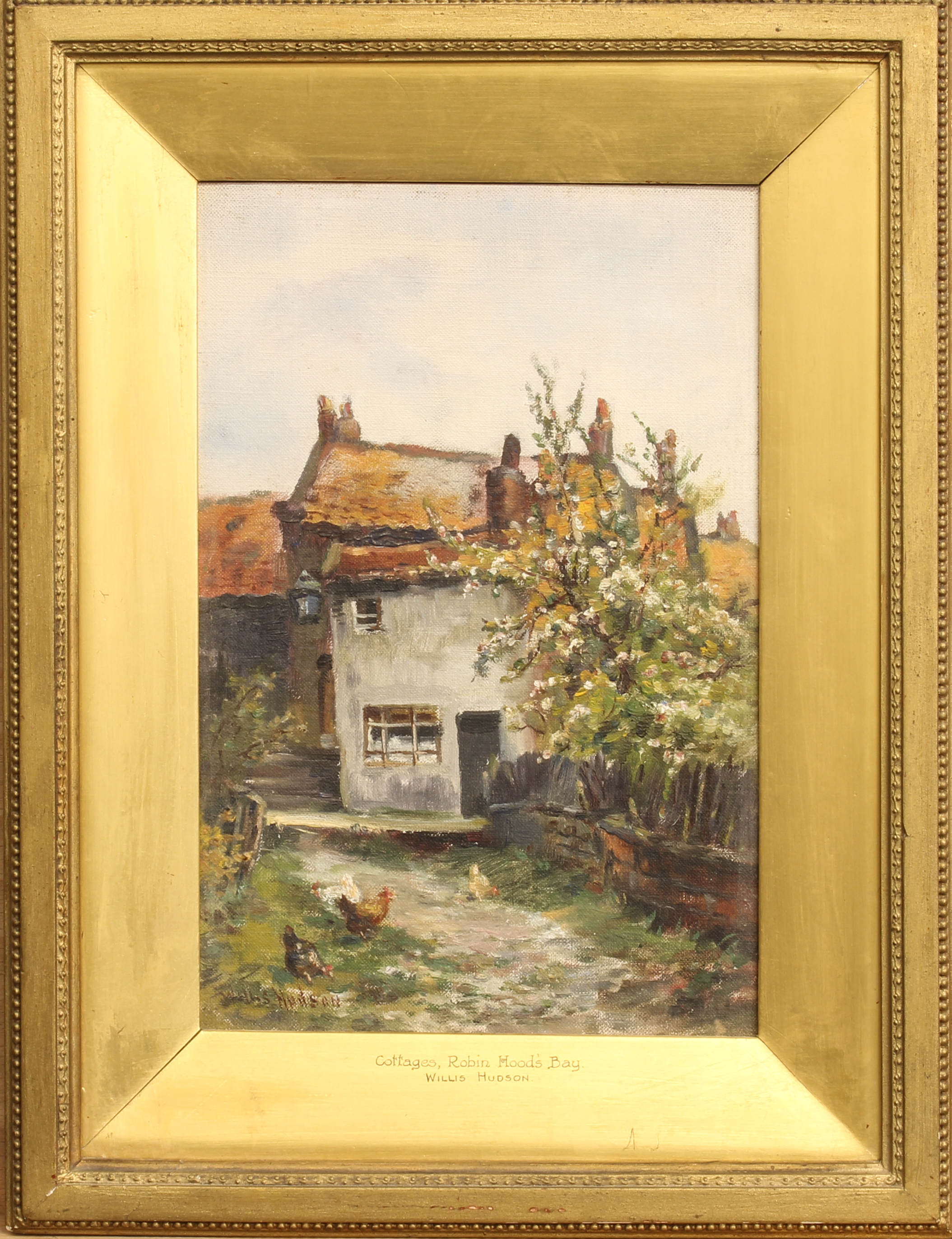 Willis Richard Edwin Hudson (British 1862-1936) 'Cottages, Robin Hood's Bay', North Yorkshire oil on - Image 2 of 3