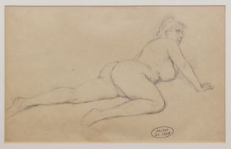 Edouard Francois Zier (French, 1856-1924) Study of a recumbent female nude pencil on buff paper, '