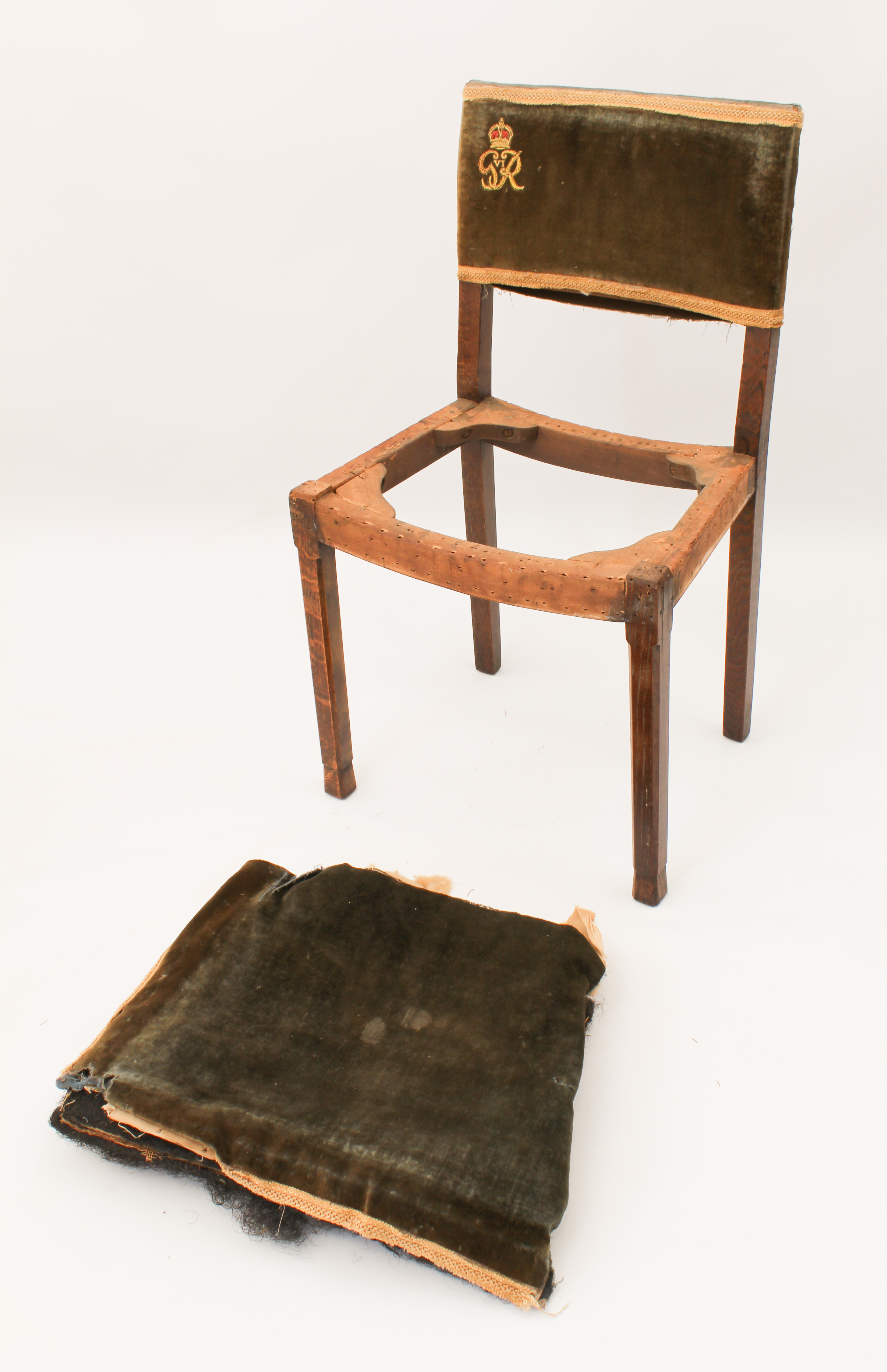 A pair of George VI Coronation chairs by Hands & Sons - the frames stamped 'CORONATION 1937 - Image 2 of 4