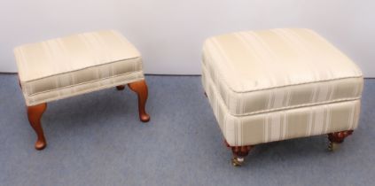 Two pieces: an antique-style upholstered box-stool - the lifting seat with storage beneath, in ivory