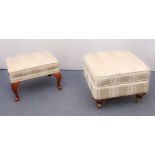 Two pieces: an antique-style upholstered box-stool - the lifting seat with storage beneath, in ivory