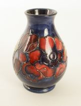 A Moorcroft baluster vase in the 'Anemone' pattern - impressed factory marks and painter's mark '