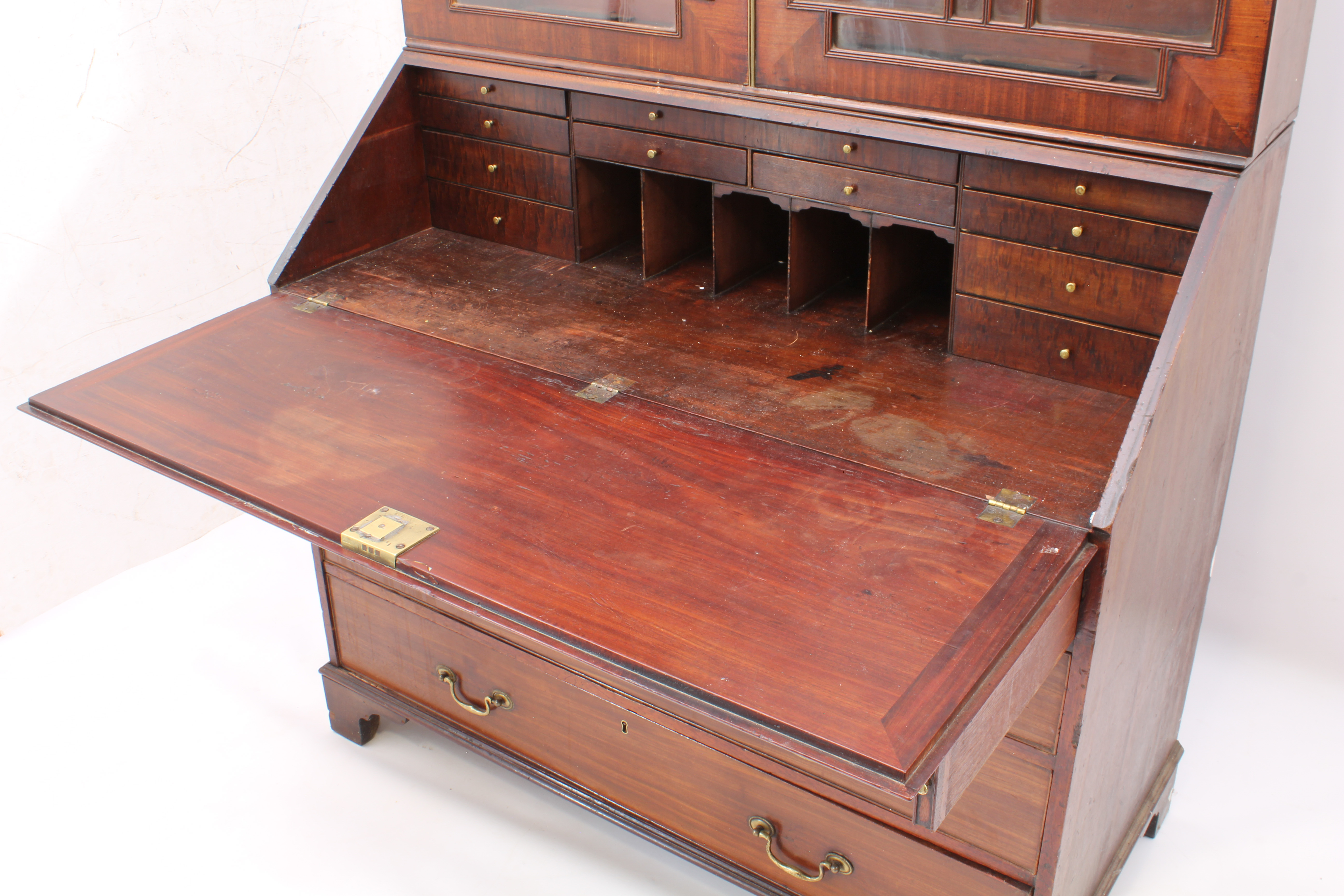 A George III mahogany secretaire bookcase of imposing proportions, probably Scottish - the cavetto - Image 4 of 6