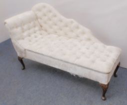 A child's chaise longue in 19th century style - late 20th century, with shaped back and slightly