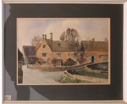Ronald Birch (British, 20th century) Cotswold village scene watercolour, signed lower right, white