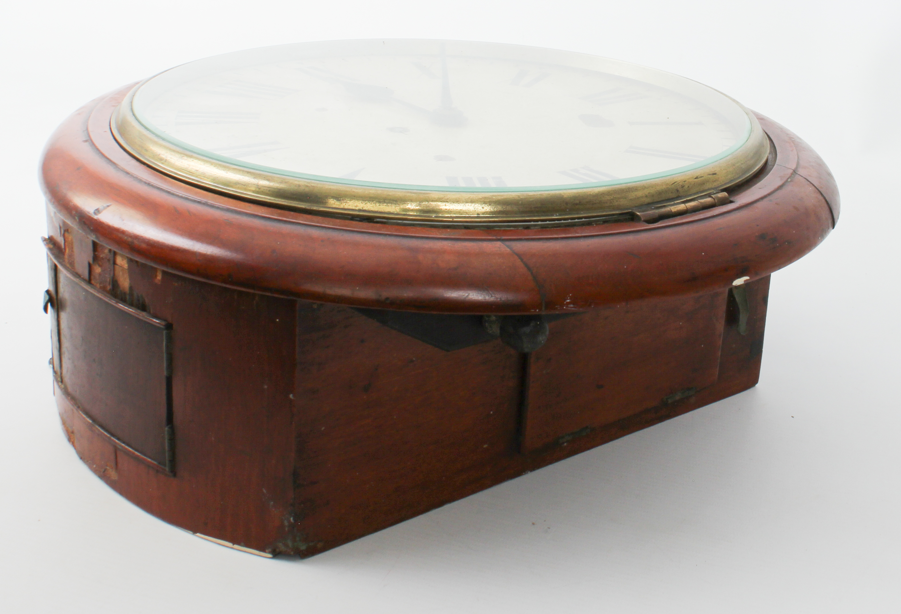 A late 19th century walnut school or station clock - with single fusee movement (lacks pendulum), - Image 2 of 2