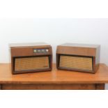 A 1960s Dynatron Mazurka record player and separate stereo speaker unit - with walnut cases and gold