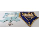 Two Freemason's aprons and associated regalia: 1. Craft Worshipful Master Mason apron with Past