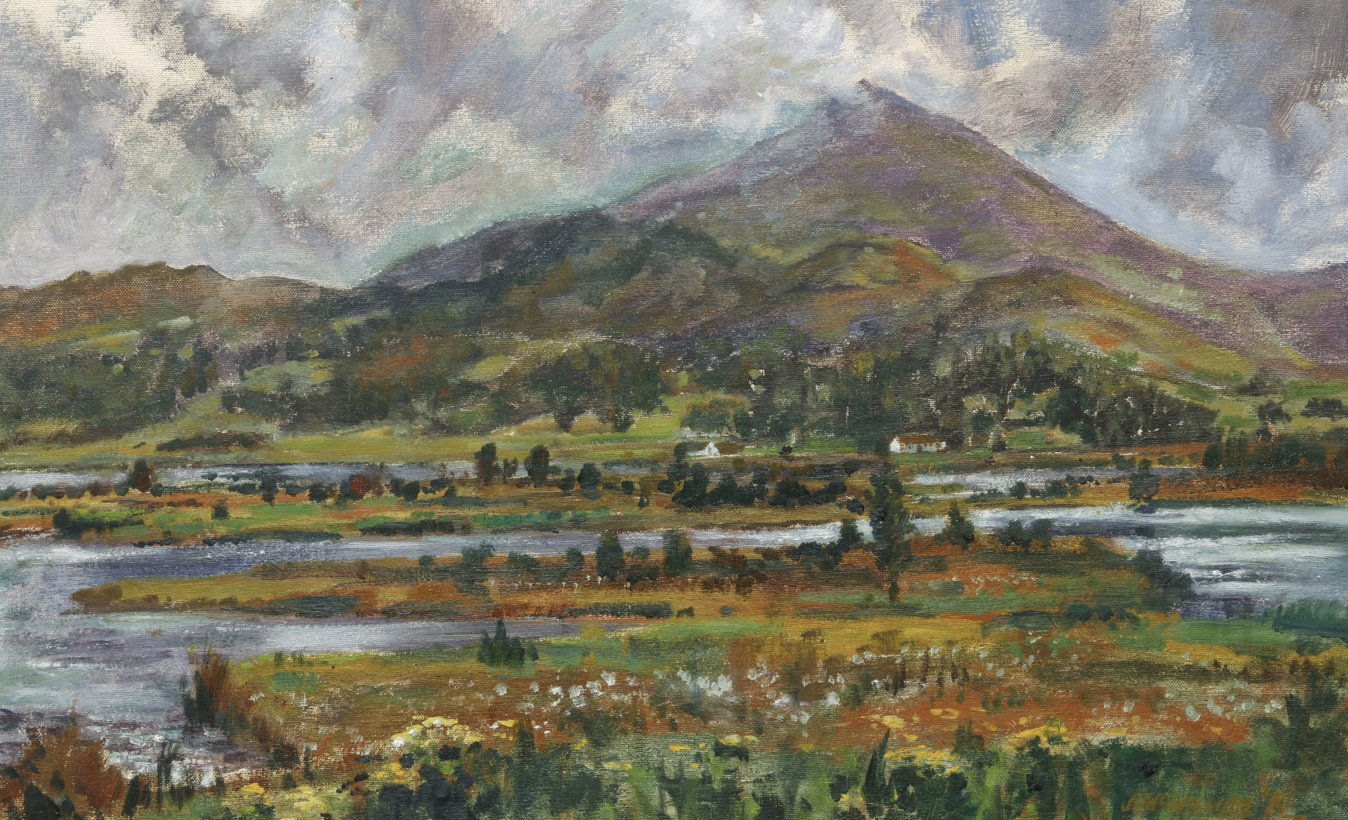 John McWilliam RSPP (Scottish Contemp.) 'Schiehallion, Perthshire' oil on board, signed and dated (