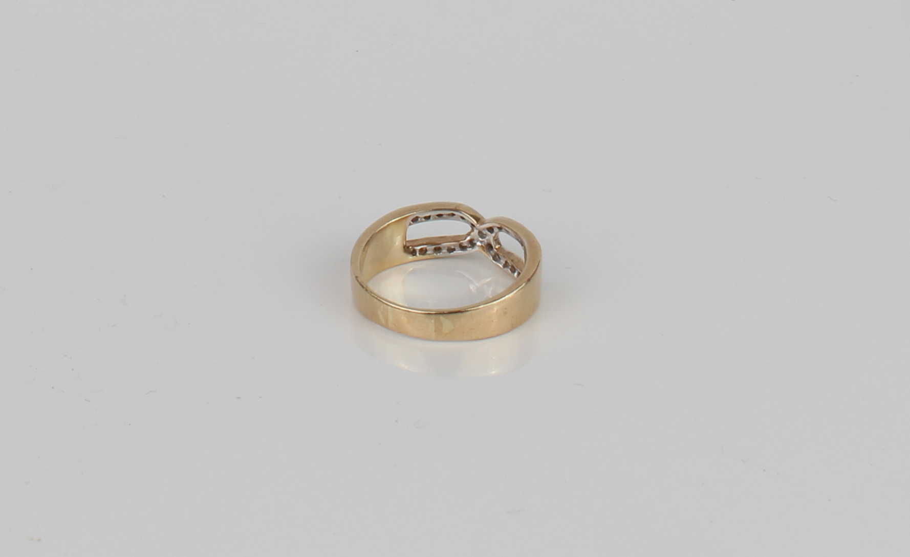 A 9ct gold and diamond 'double D' ring - London hallmarks, size Q, 4.4g. - Image 3 of 3