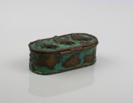 A jewel box with verdigris finish, signed.