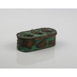 A jewel box with verdigris finish, signed.