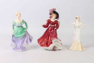 Three Royal Doulton and Coalport bone china figures of ladies - comprising Royal Doulton Figure of