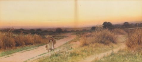 George Oyston (1860-1937) The journey home watercolour, signed lower right 8 7/8 x 20¼ in (22.5 x