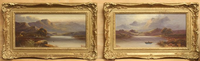 John Henry Boel (AKA Francis Jameson, 1884-1922) Highland lake landscapes a pair, oil on canvas,