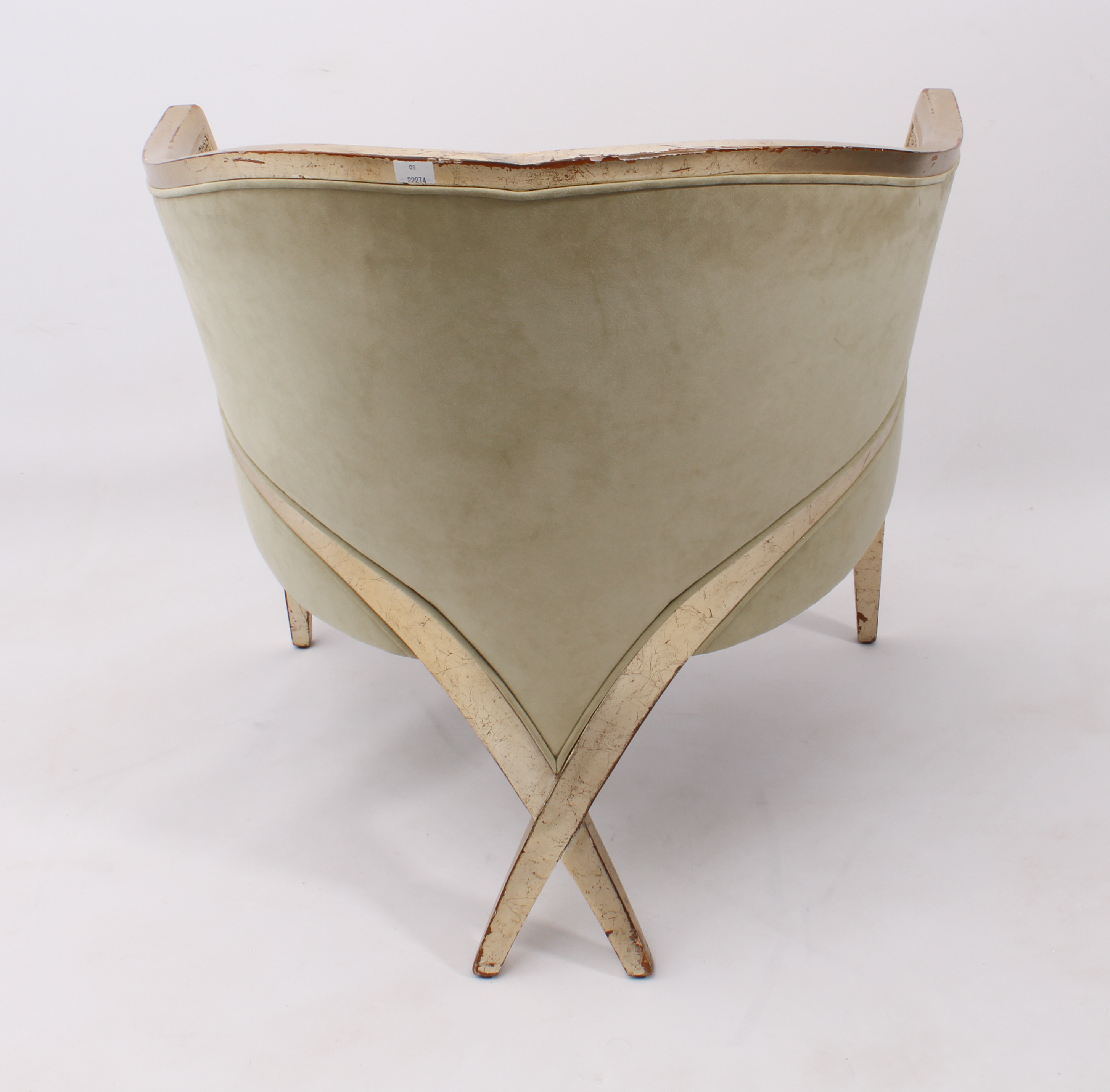 A pair of silvered giltwood, caned and suede tub armchairs by Christopher Guy - reputedly retailed - Image 4 of 4