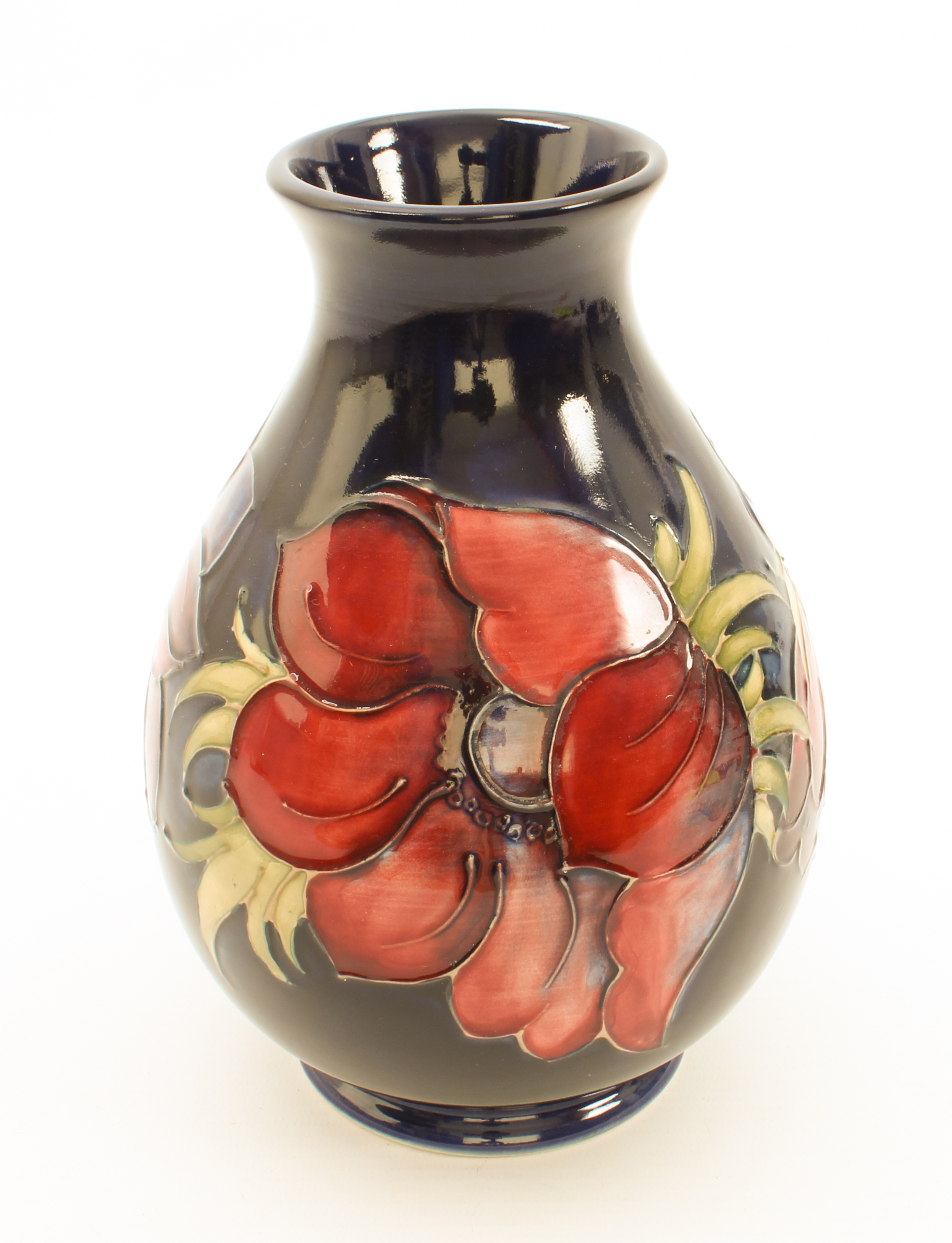 A Moorcroft baluster vase in the 'Anemone' pattern - painted WM initials and painter's mark and