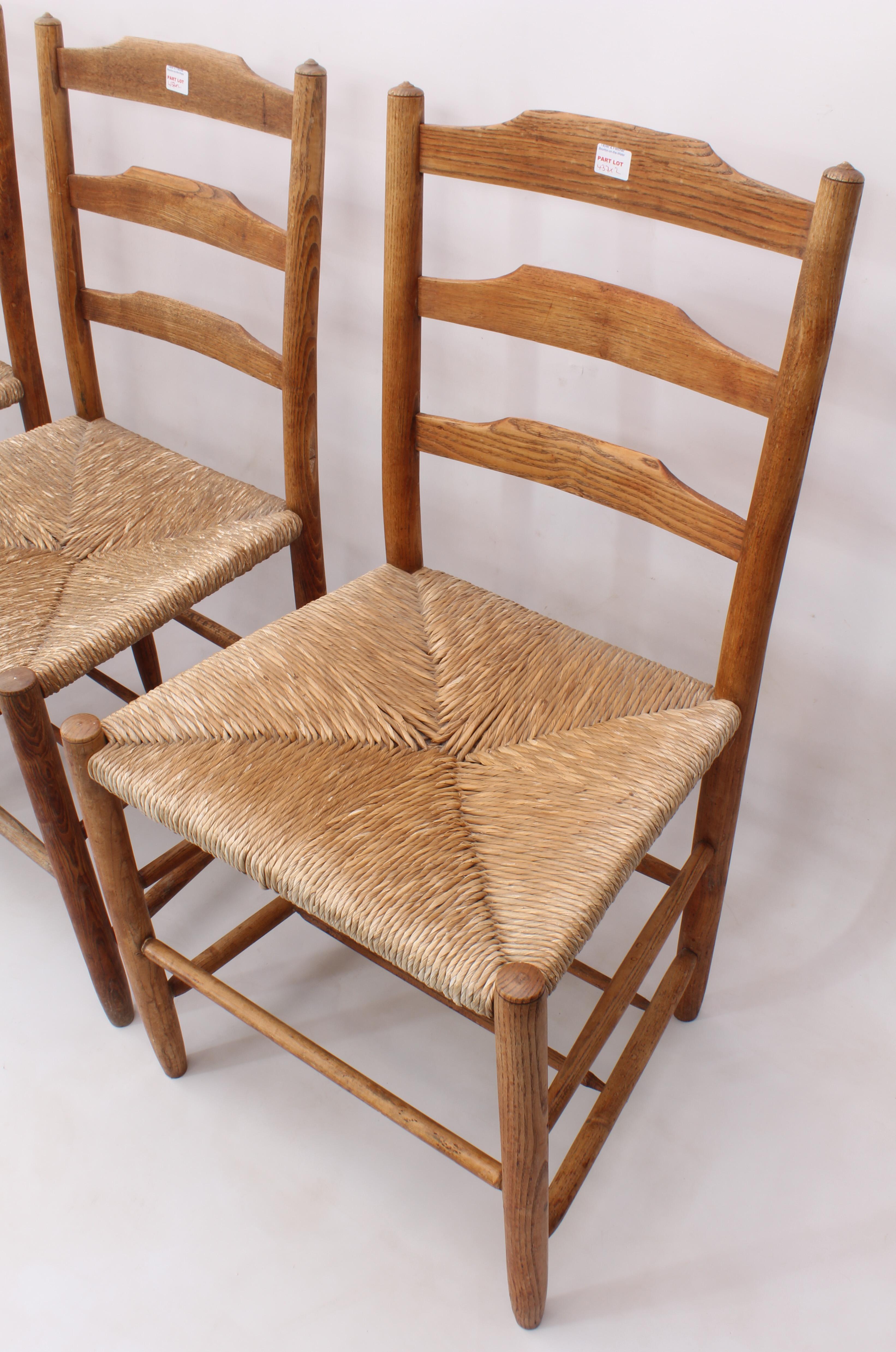 Three Cotswold School 19th century ash and elm ladderback chairs in the style of Philip Clissett - - Image 3 of 3
