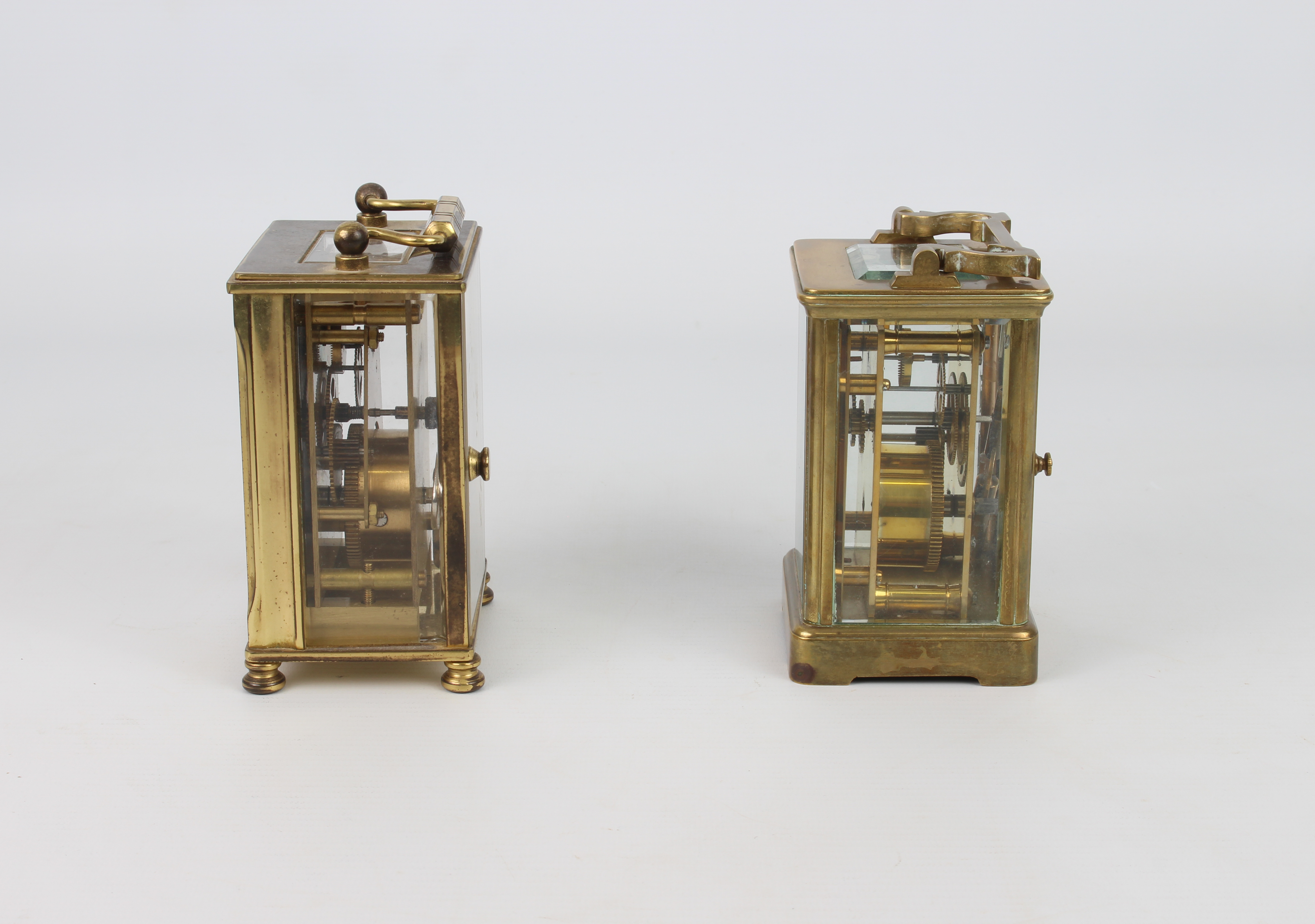 Two brass carriage clocks - one early 20th century, with corniche case and single train movement, - Image 5 of 6