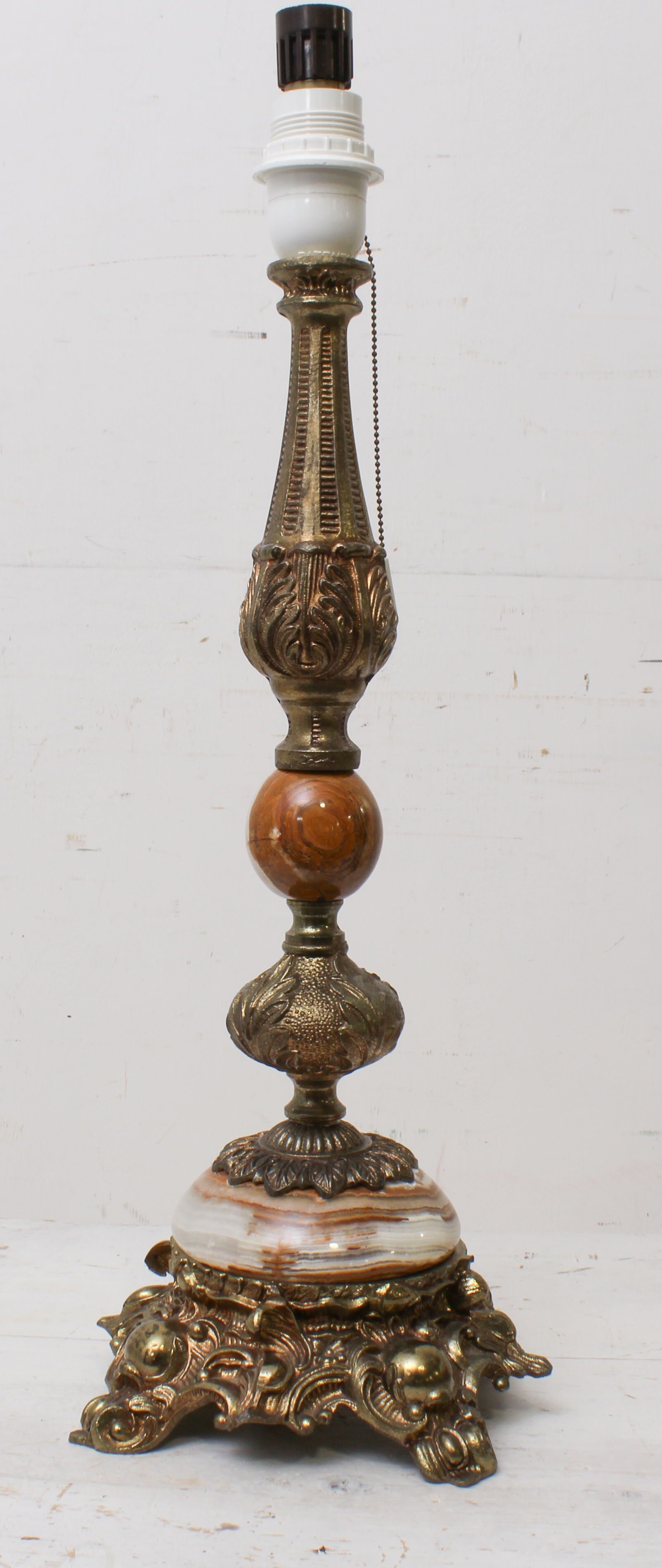 Two antique-style table lamps - one in the style of a Victorian glass and gilt-metal oil lamp, - Image 4 of 10