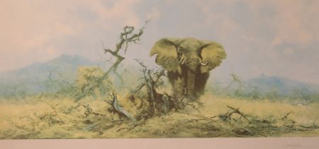 David Shepherd CBE, FRSA, FGRA (British, 1931-2017) The Elephant and the Anthill colour print,
