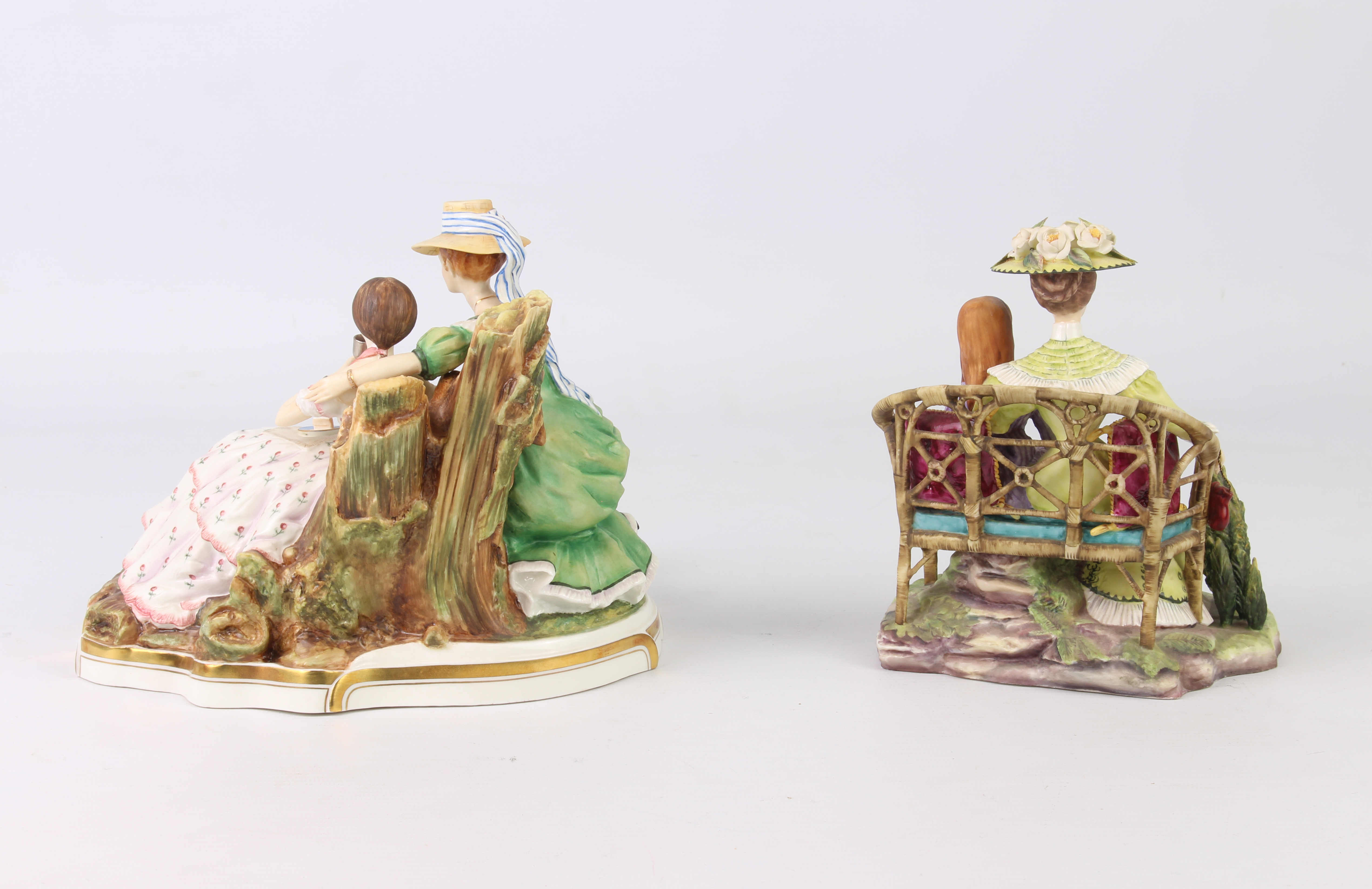 Two Royal Worcester 'Victorian Series' figures modelled by Ronald van Ruyckevelt: 'The Picnic', c. - Image 3 of 4