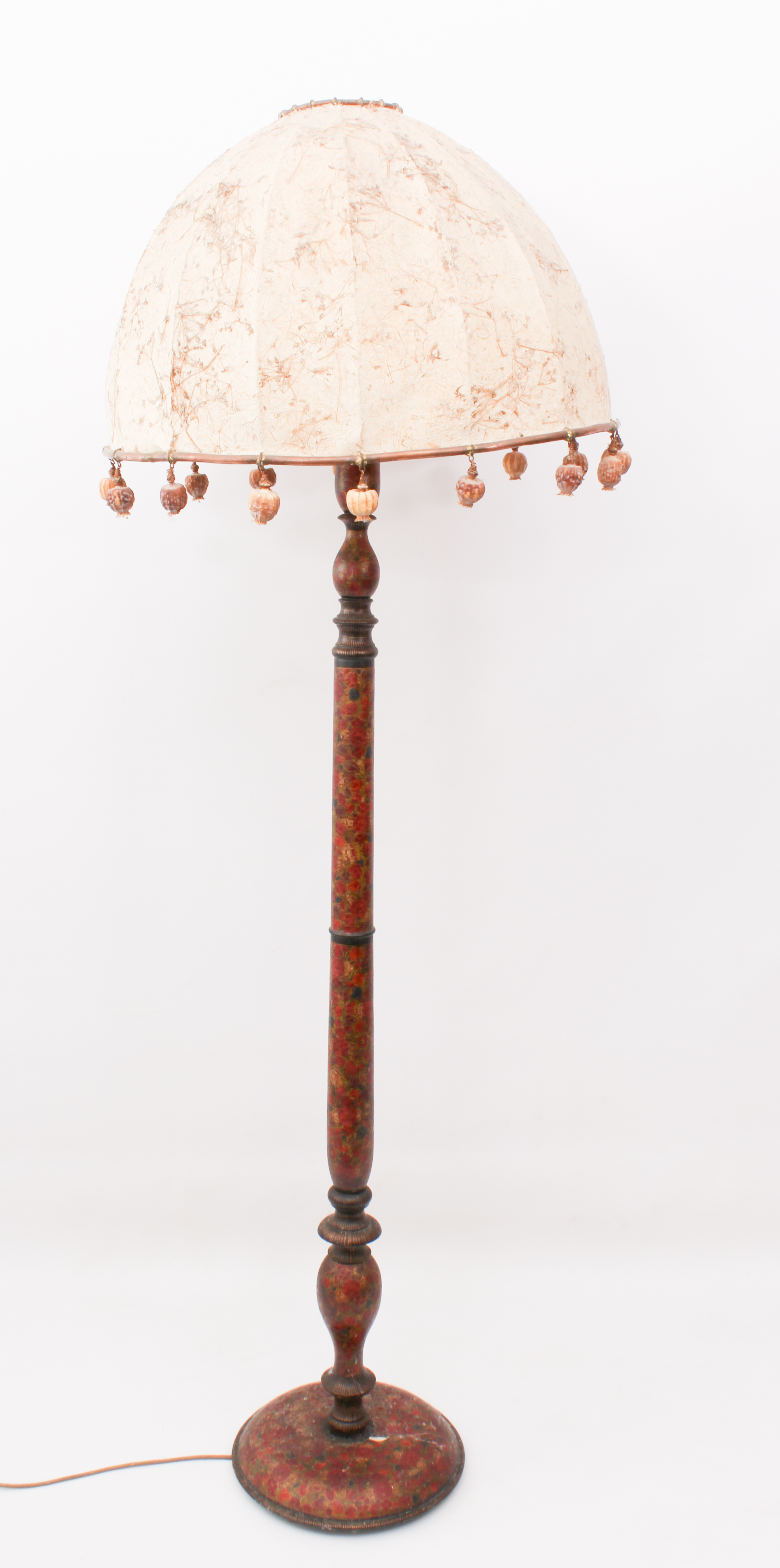 An Indian Kashmiri lacquered standard lamp - mid-20th century, the turned column painted with - Image 4 of 5