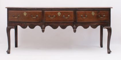 A George III and later oak dresser base - restoration and alterations, the single-piece moulded