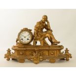 A French gilt-spelter mantel clock - early 20th century, the case with a seated figure of William