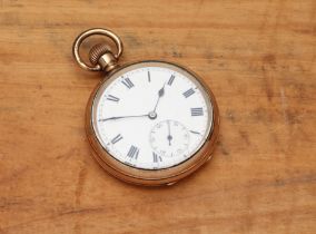 A rolled gold fob wind open face pocket watch - early 20th century, with signed La Tavannes 15 jewel