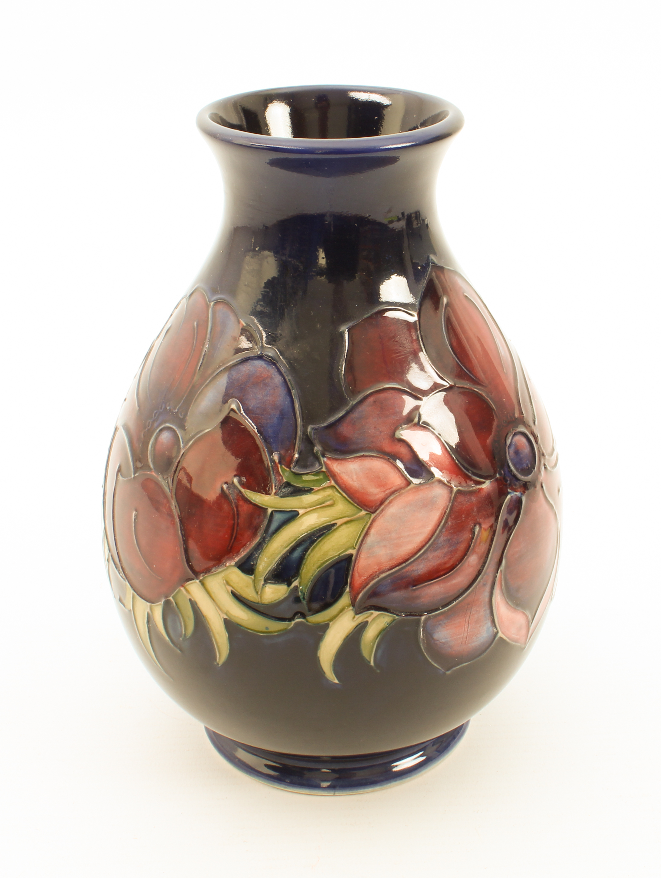A Moorcroft baluster vase in the 'Anemone' pattern - painted WM initials and painter's mark and - Image 2 of 3