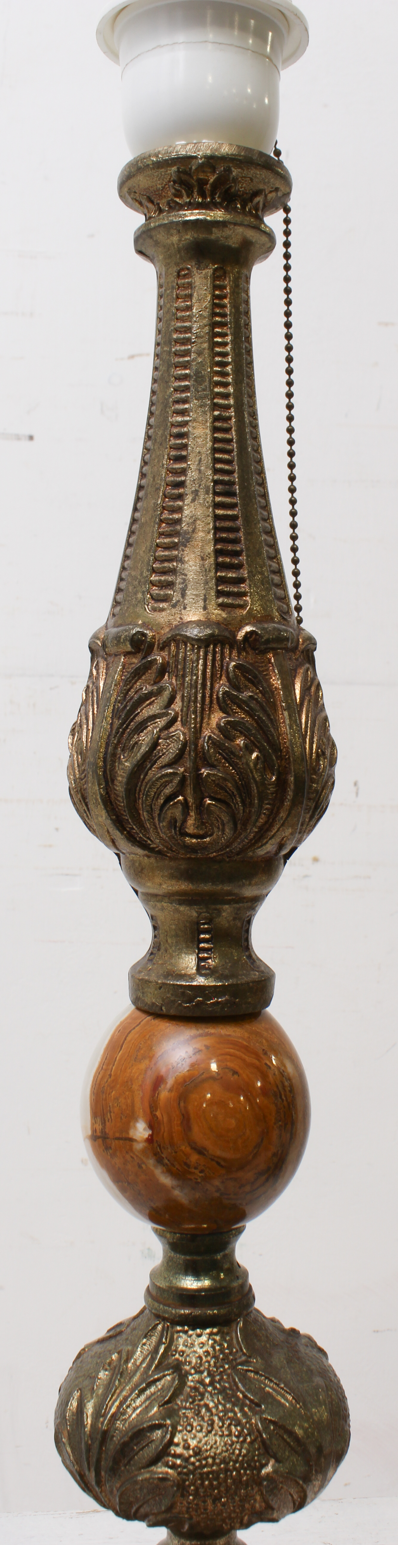 Two antique-style table lamps - one in the style of a Victorian glass and gilt-metal oil lamp, - Image 6 of 10