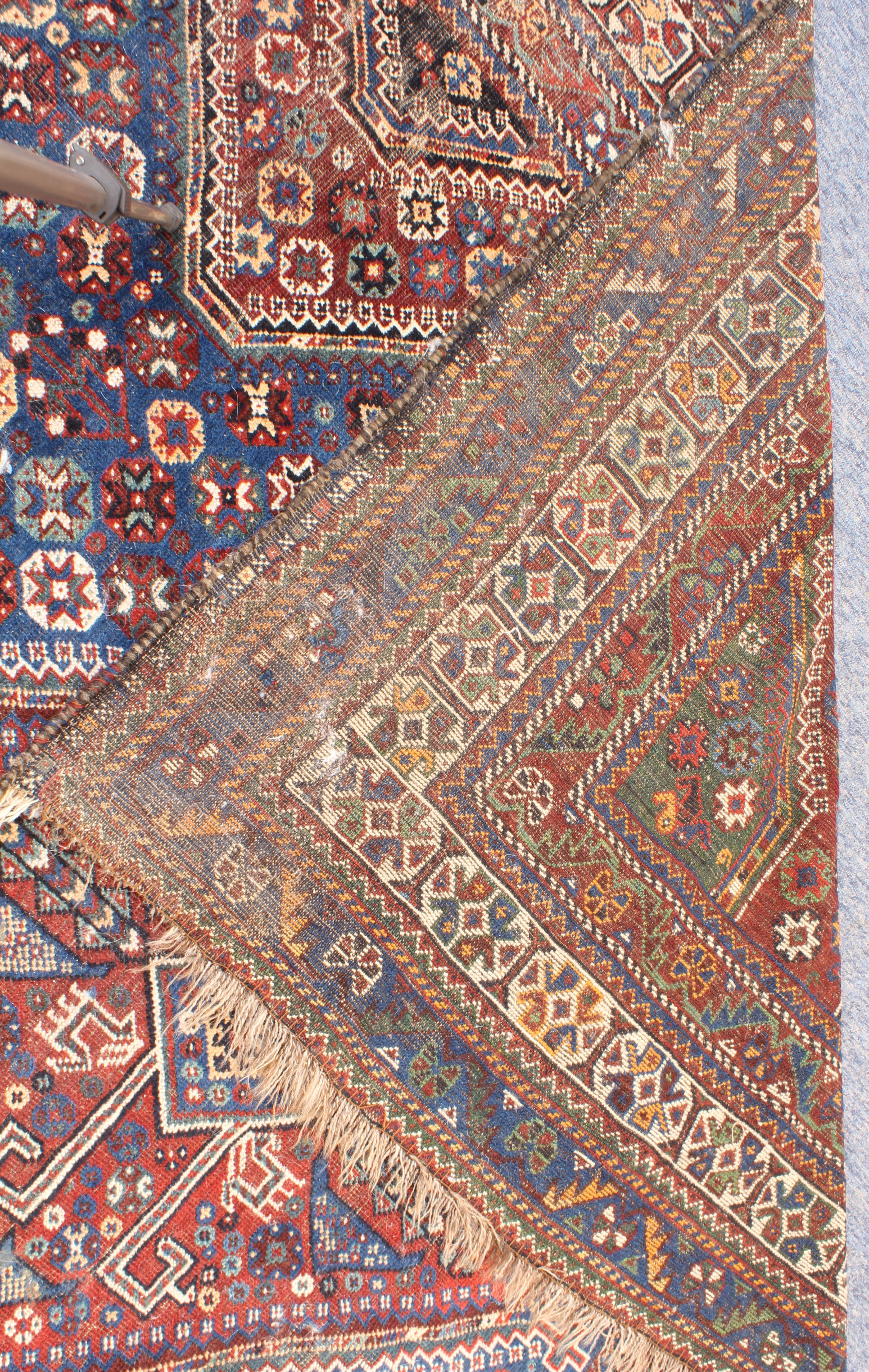 A large Persian Heriz rug - probably early 20th century, the three madder pole medallions with - Image 6 of 6