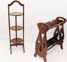 Two pieces: an Anglo-Oriental hardwood book trough - early 20th century, with two tiers raised on