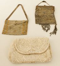 A mixed lot comprising three early 20th vintage evening bags, three early 20th century birthday