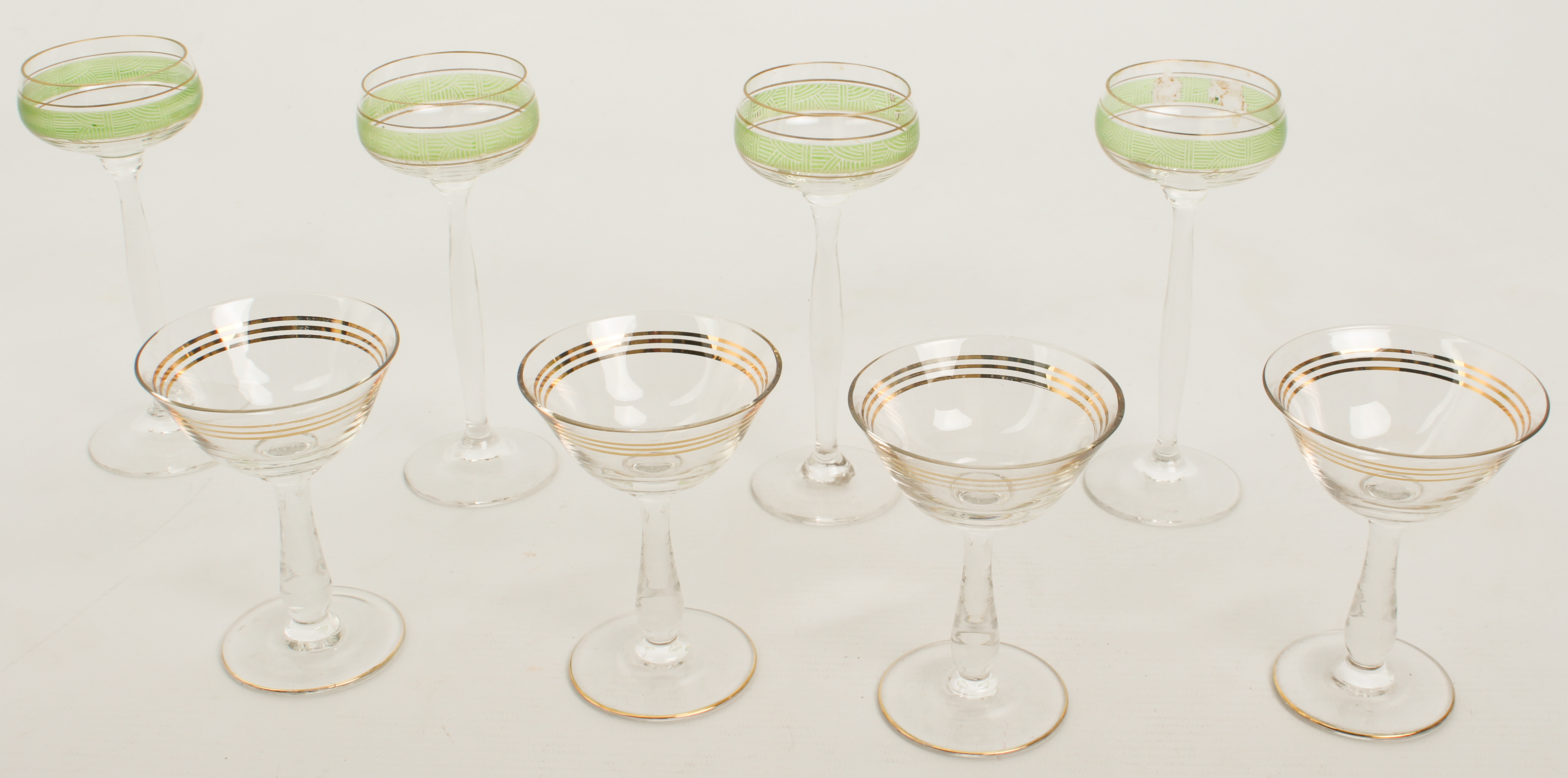 A set of four Secessionist-style tall liqueur glasses in the style of Peter Behrens - the shallow,