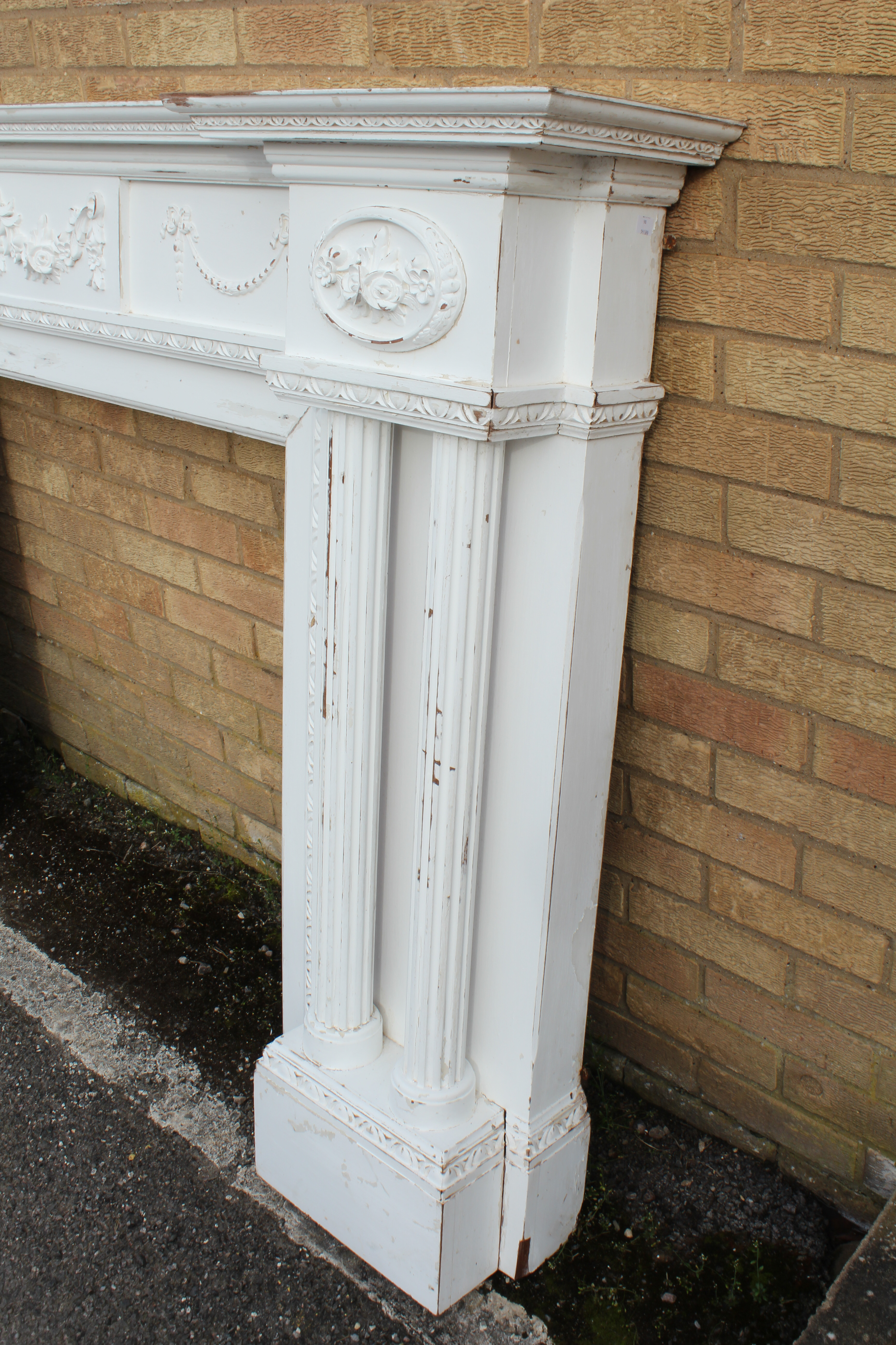A large painted mahogany Adam-style fire surround -  late 20th century, the inverted breakfront - Image 4 of 4