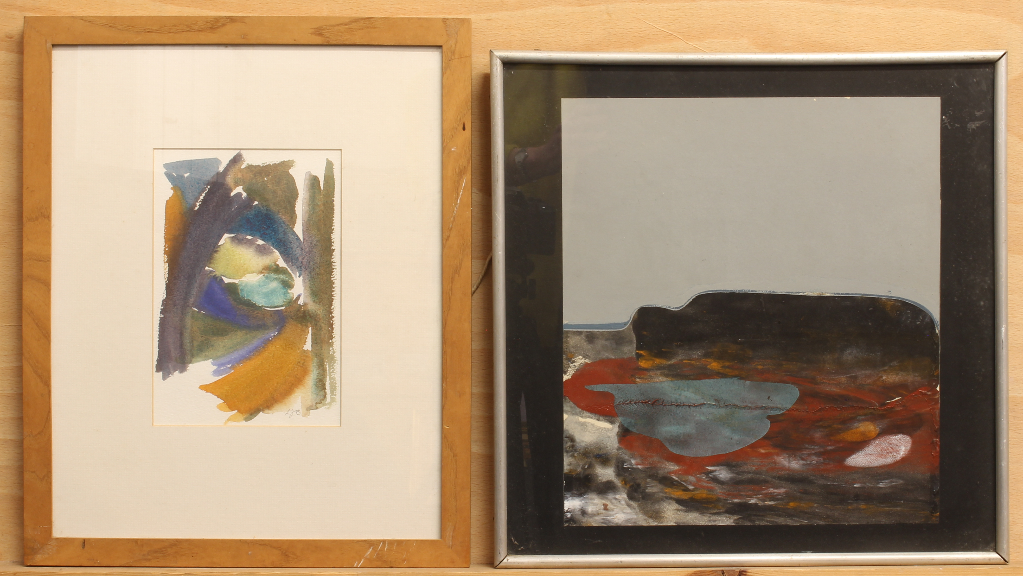 Two paintings: Contemporary School (fourth quarter 20th century) Abstract watercolour, signed with