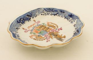 A Samson porcelain armorial shell-shaped dish - in the Chinese export style, late 19th century,