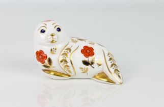 A Royal Crown Derby 'Seal' paperweight - without stopper and scratches through mark, second quality,