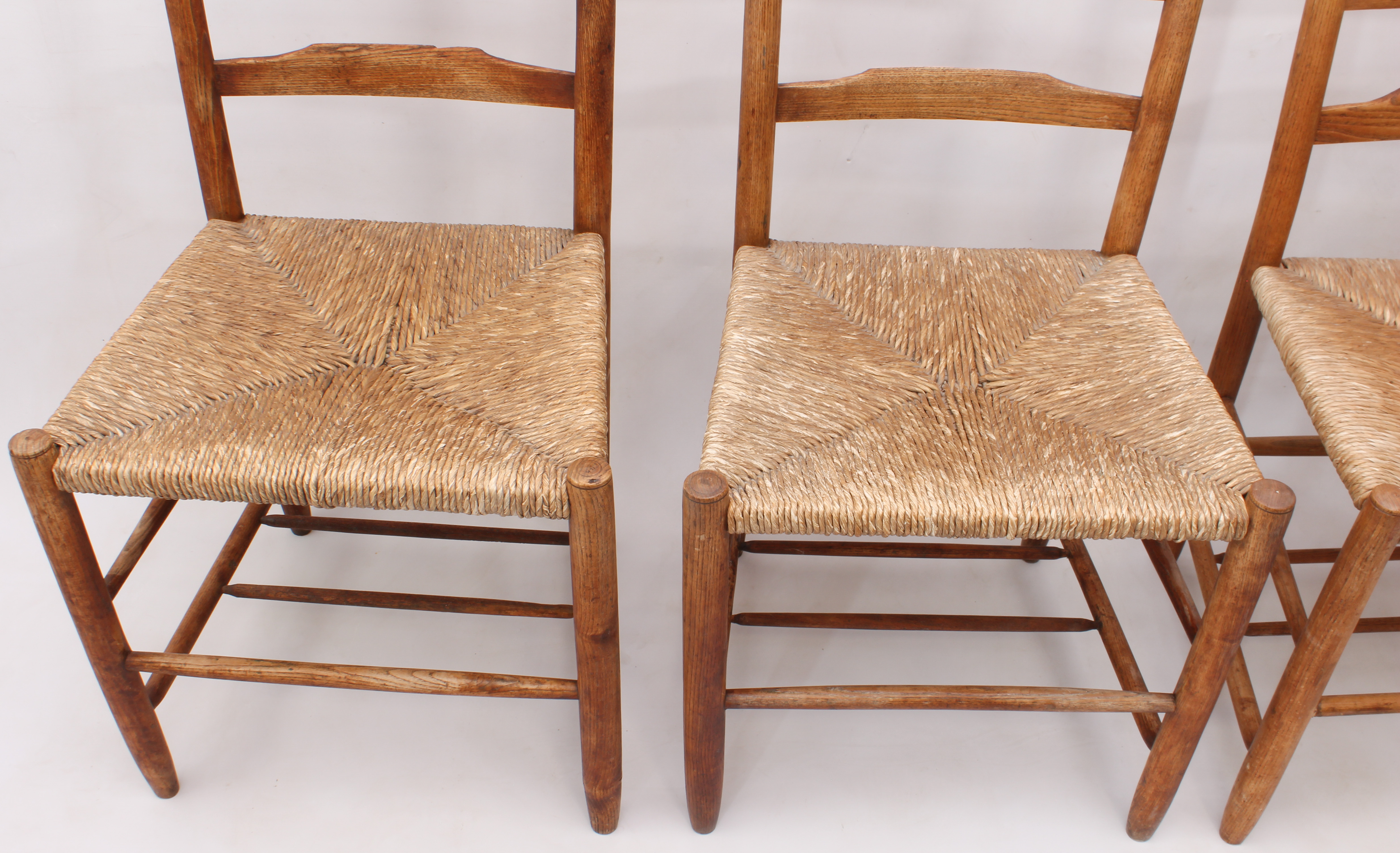 Three Cotswold School 19th century ash and elm ladderback chairs in the style of Philip Clissett - - Image 2 of 3