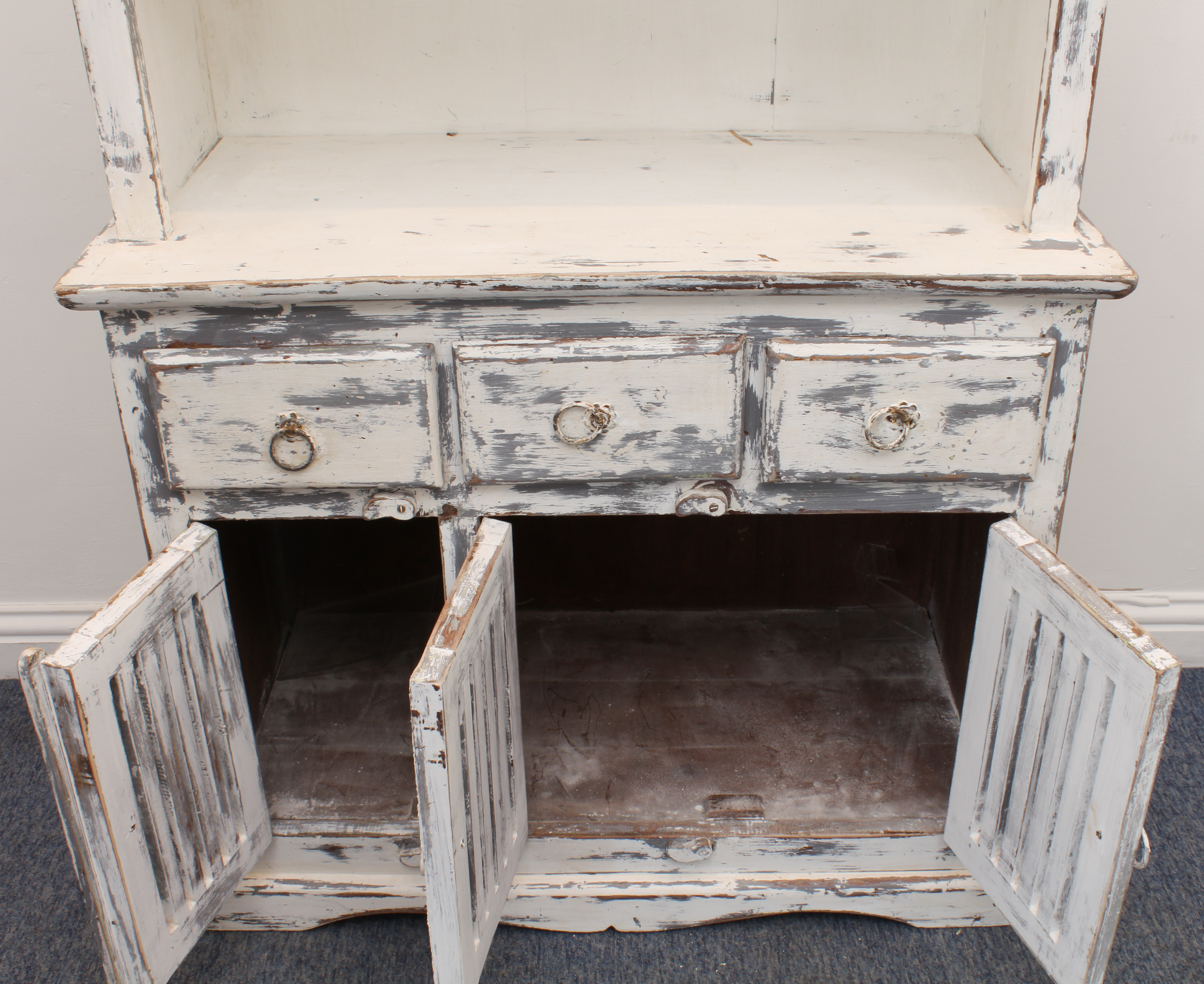 An Indian hardwood kitchen dresser painted in the shabby chic style - mid-20th century, the - Image 3 of 4