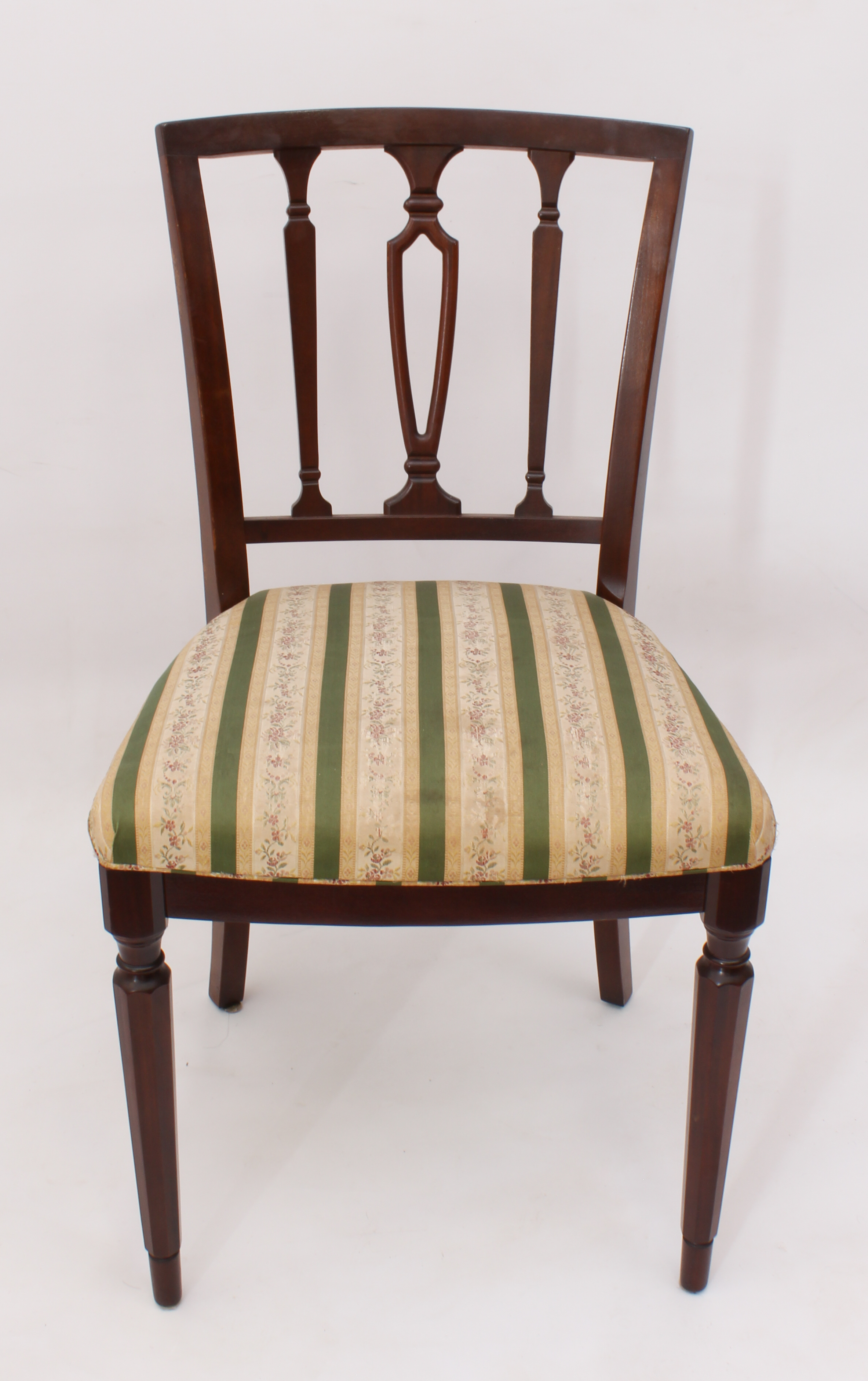 A set of six Regency-style mahogany dining chairs - late 20th century, the flared backs with pierced - Image 5 of 5