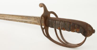 A 19th century 1821 pattern officer's sword - plated three-bar hilt, wire bound fishskin grip and