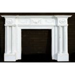 A large painted mahogany Adam-style fire surround -  late 20th century, the inverted breakfront