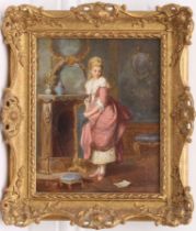 English School (19th century) The letter oil on canvas, unsigned 11 3/8 x 9 1/8 in (28.9 x 23.2 cm),