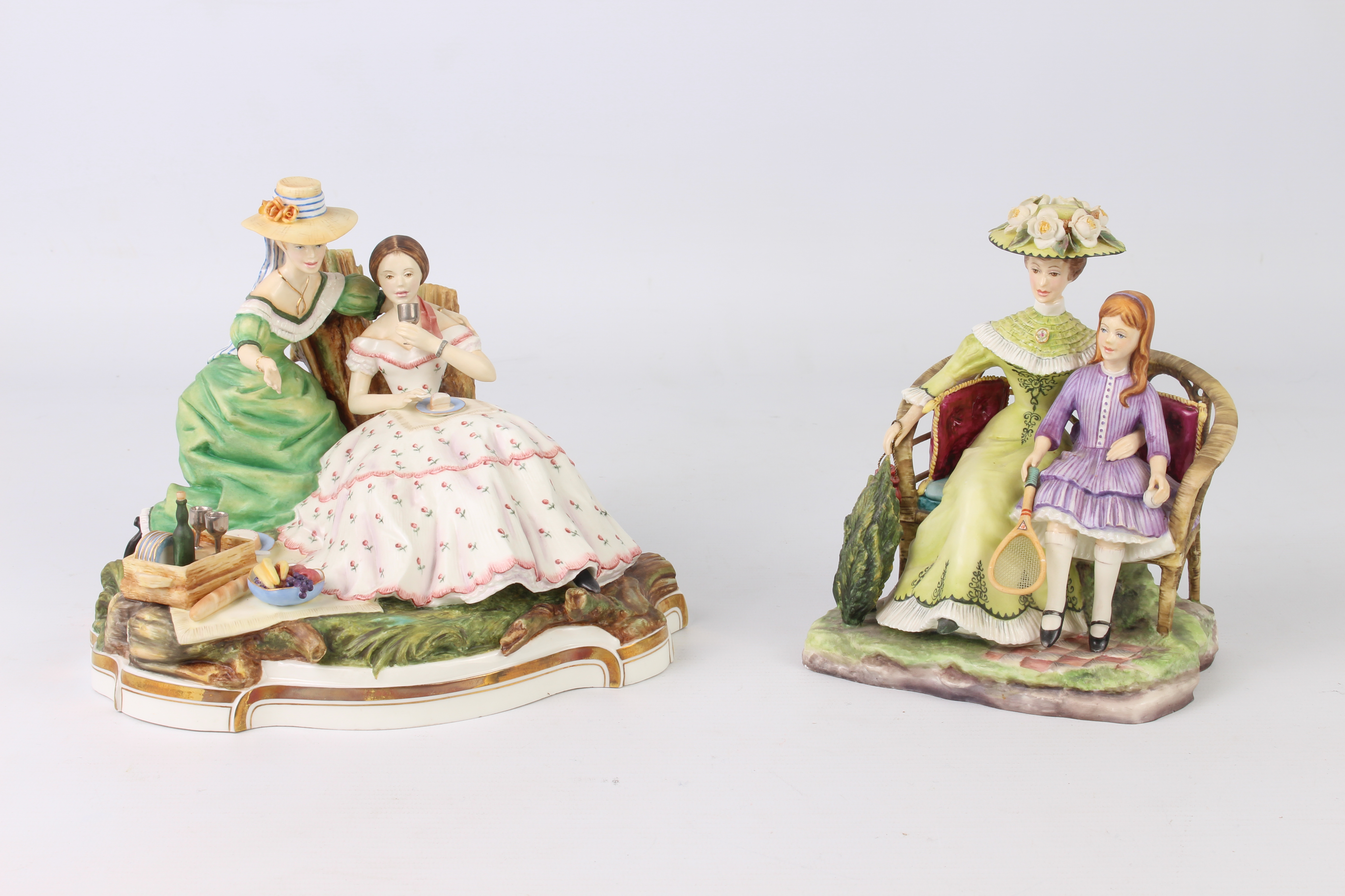 Two Royal Worcester 'Victorian Series' figures modelled by Ronald van Ruyckevelt: 'The Picnic', c.