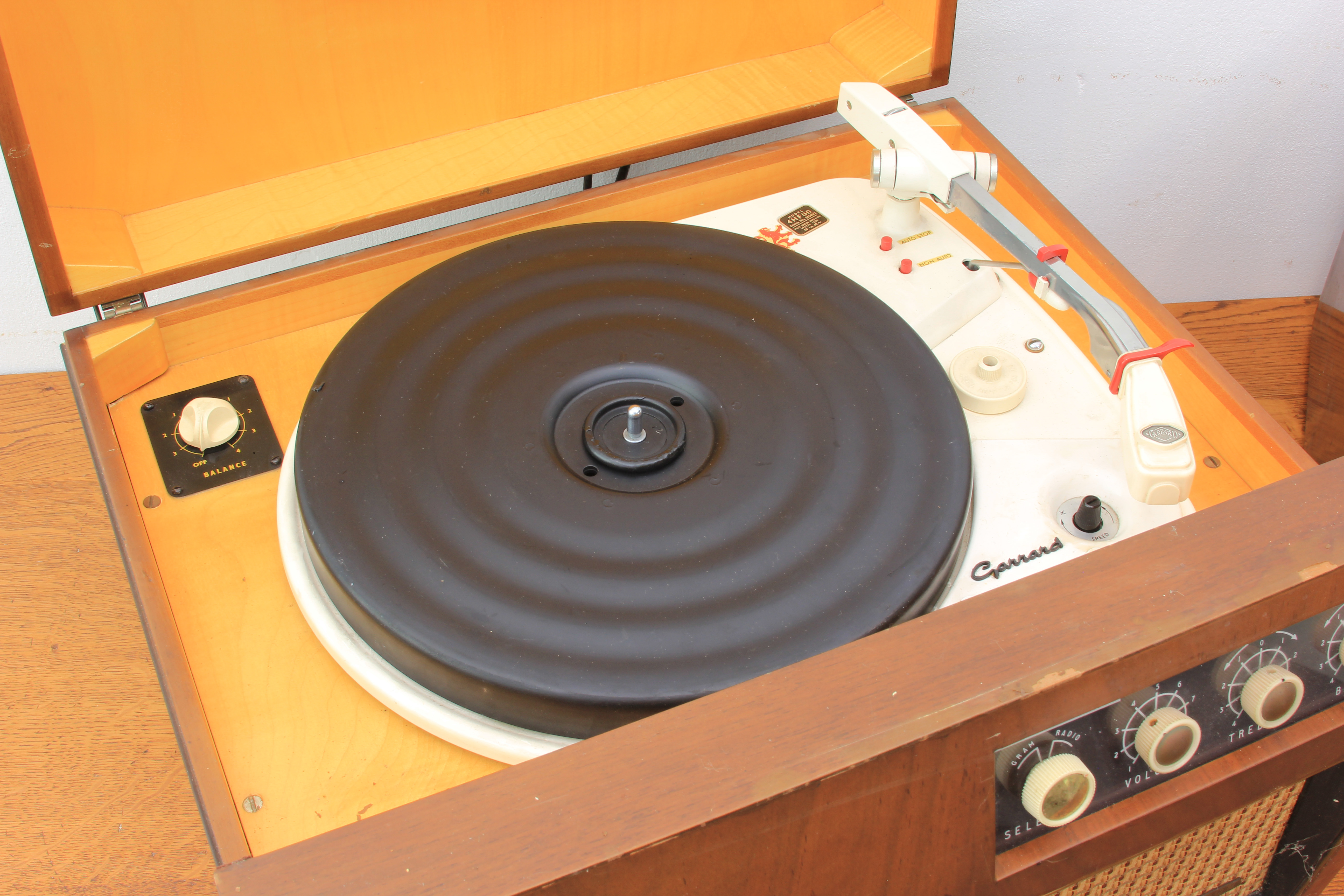 A 1960s Dynatron Mazurka record player and separate stereo speaker unit - with walnut cases and gold - Image 2 of 8