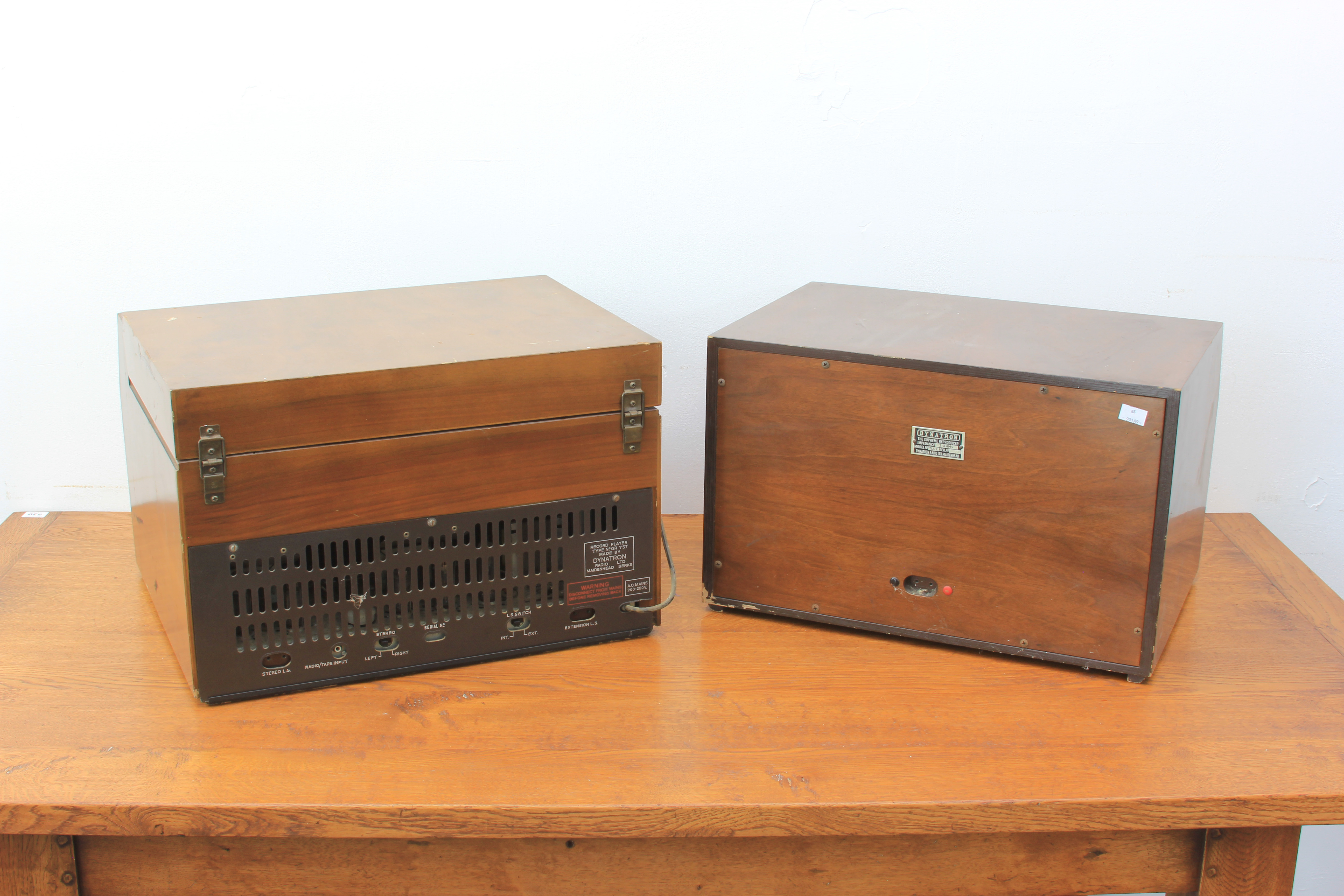 A 1960s Dynatron Mazurka record player and separate stereo speaker unit - with walnut cases and gold - Image 3 of 8