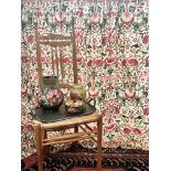 Two pairs of curtains in ‘Lodden’ by Morris & Co: rufflette heading, lined only in cream cotton